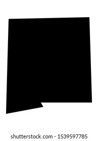 Simplified Black on White Map of USA Federal State of New Mexico