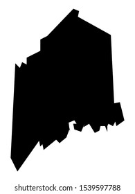 Simplified Black on White Map of USA Federal State of Maine