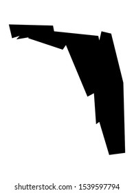 Simplified Black on White Map of USA Federal State of Florida