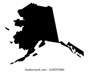 Simplified Black on White Map of USA Federal State of Alaska