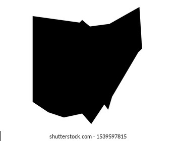 Simplified Black on White Map of USA Federal State of Ohio