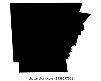 Simplified Black on White Map of USA Federal State of Arkansas