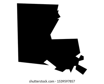Simplified Black on White Map of USA Federal State of Louisiana