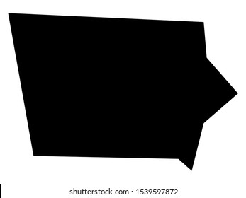Simplified Black on White Map of USA Federal State of Iowa