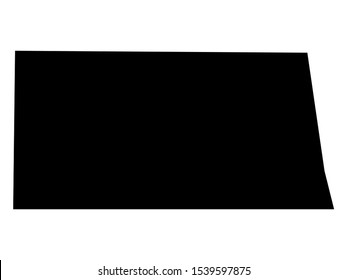 Simplified Black on White Map of USA Federal State of North Dakota
