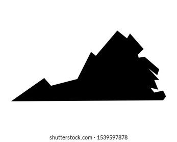 Simplified Black on White Map of USA Federal State of Virginia