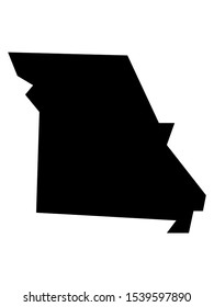 Simplified Black on White Map of USA Federal State of Missouri