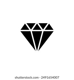 A simplified black and white icon depicting a diamond shape, symbolizing value, preciousness, luxury, and quality.