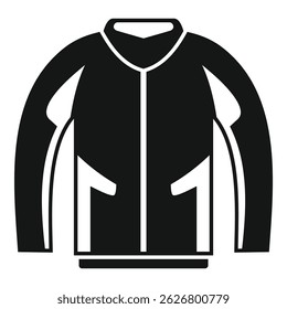Simplified black and white icon representing a casual zipup jacket, suitable for fashion themes