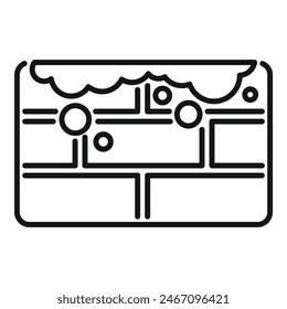 Simplified black and white line art representation of a circuit board with electronic components