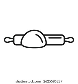 Simplified black and white line art icon of a chef's hat on a rolling pin