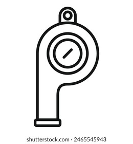 Simplified black and white line drawing of a whistle, suitable for icons and graphic design