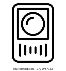 Simplified black and white line drawing of a digital music player, perfect for icons and logos