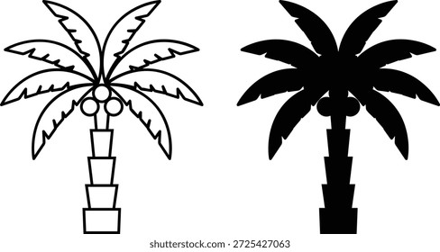 Ilustraciones simplificadas de palmeras en blanco y negro