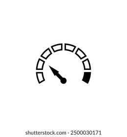 Simplified black and white tachometer icon, perfect for vehicle dashboards or speed measurement applications.