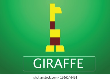 Vector de jirafa de estilo bloque simplificado 