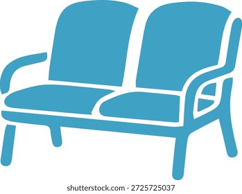 Vereinfachtes blaues Doppel-Sofa-Symbol;
