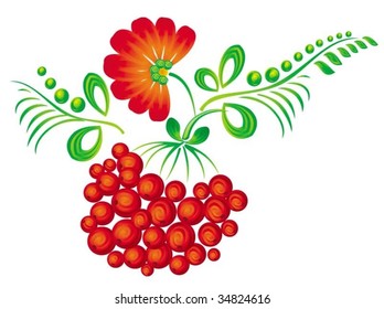 The simplified branch of a mountain ash under the Ukrainian style