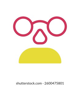 Simplified Cartoon Face Icon with Red Glasses