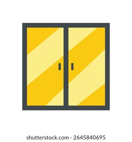 Una puerta doble simplificada de estilo de dibujos animados, presentada en formato cuadrado
