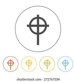 A simplified Celtic Christian cross. Line simple vector icon