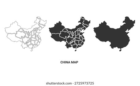 Simplified china map with provincial borders