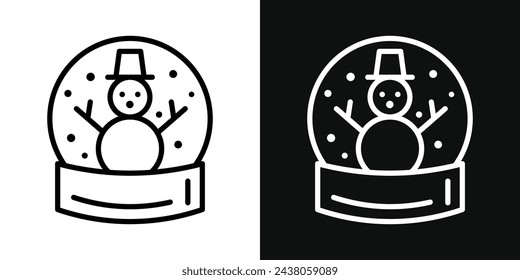 Simplified Christmas Snow Globe Icons. Set of Minimal Snowball Vectors.