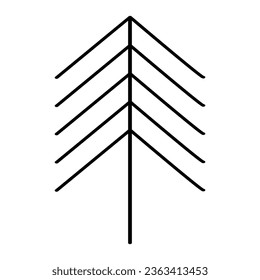 Simplified Christmas tree or pine silhouette, doodle style vector outline