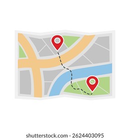 Simplified city map with route markers