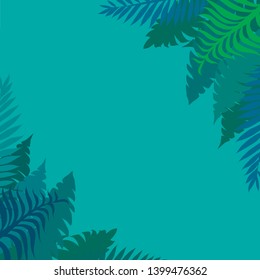 Simplified color illustration of tropical palm leaves