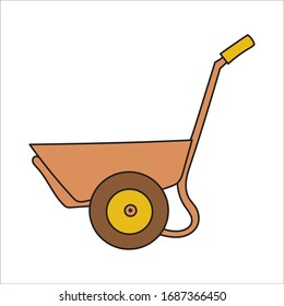 Simplified colored illustration of a wheelbarrow on a white background.