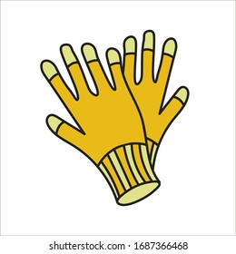 Ilustración de color simplificado de guantes de trabajo sobre fondo blanco.
