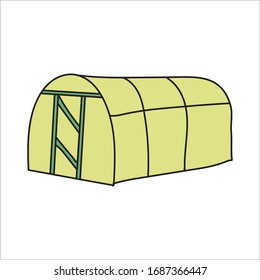 Simplified colored vector illustration of a greenhous on a white background.