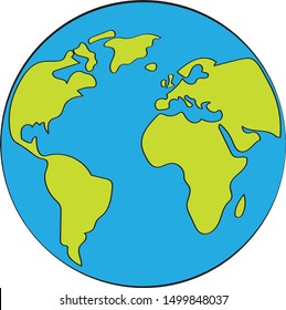 simplified colorful globe vector icon illustration with bold continent outline for international world day