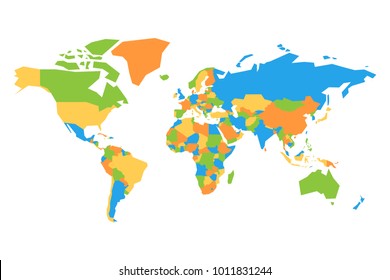 Simplified Colorful Vector Map Of World.