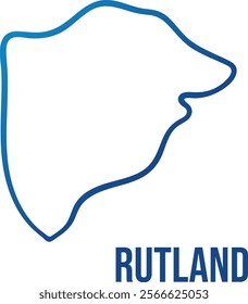 Simplified contour of Rutland ceremonial county map. Blue gradient hand drawn linear shape. Use for wall art, travel blog, news article
