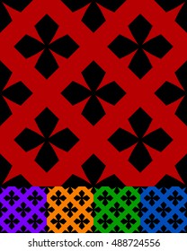 simplified design of a classic folk textile, embroidery, carpet pattern -
obsolete folklore art symbols, motifs specific to remote rural areas. textile swatch with rough, modest decoration.