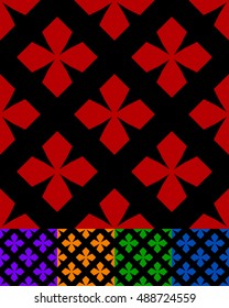 simplified design of a classic folk textile, embroidery, carpet pattern -
obsolete folklore art symbols, motifs specific to remote rural areas. textile swatch with rough, modest decoration.