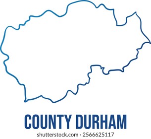 Simplified design of Durham ceremonial county map. Blue gradient illuminated county shape. Use for wall art, travel blog, news article