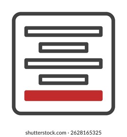 Simplified digital document interface with structured text and red button