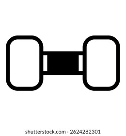 Simplified dumbbell icon representing fitness, gym, strength training, and workout applications.