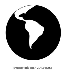 Simplified Earth globe with map of South America