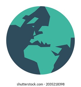 Simplified Earth globe with map of World focused on Europe. Vector illustration.