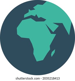 Simplified Earth globe with map of World focused on Africa. Vector illustration.