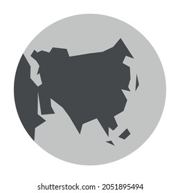 Planeta Tierra simplificada con mapa del mundo centrado en Asia. Ilustración vectorial.
