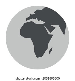 Simplified Earth globe with map of World focused on Africa. Vector illustration.