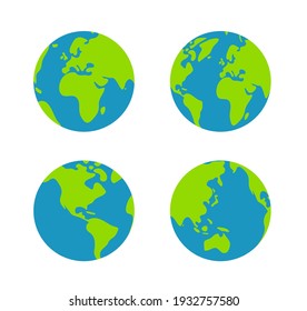 Simplified earth globe vector illustration set  - Shutterstock ID 1932757580