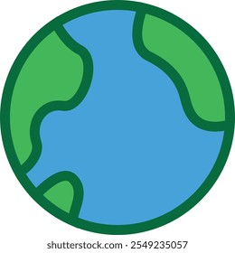 Ilustración simplificada de la Tierra con masas de tierra verdes y agua azul.