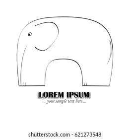 simplified elephant as a sketch to use for logo, company sign, bakcground, illustration