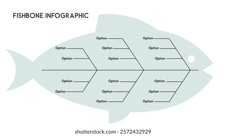 Simplified Fishbone Diagram Template with Editable Branches for Cause and Effect Analysis Vector Illustration